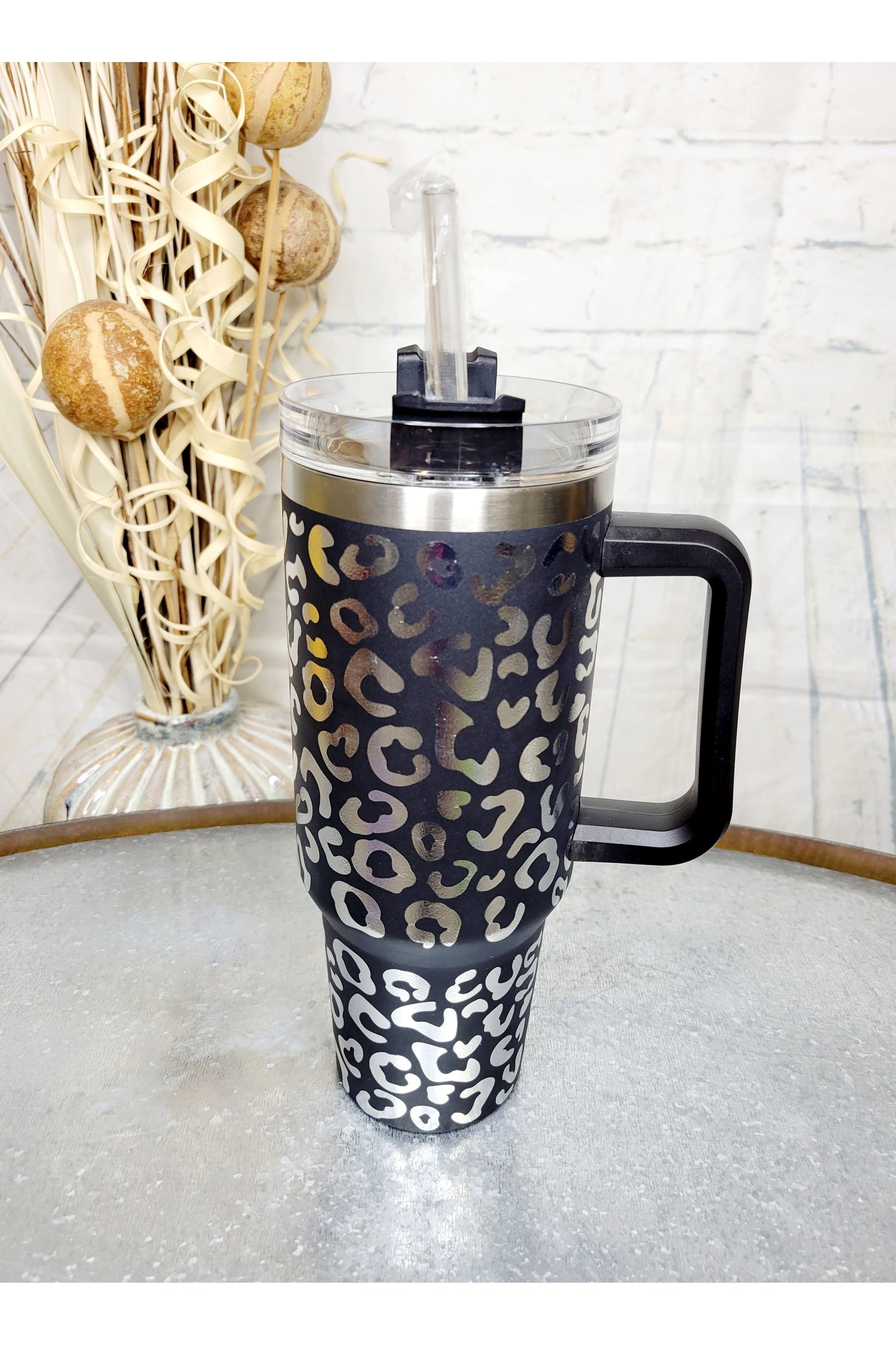 Black Leopard Quencher Tumbler