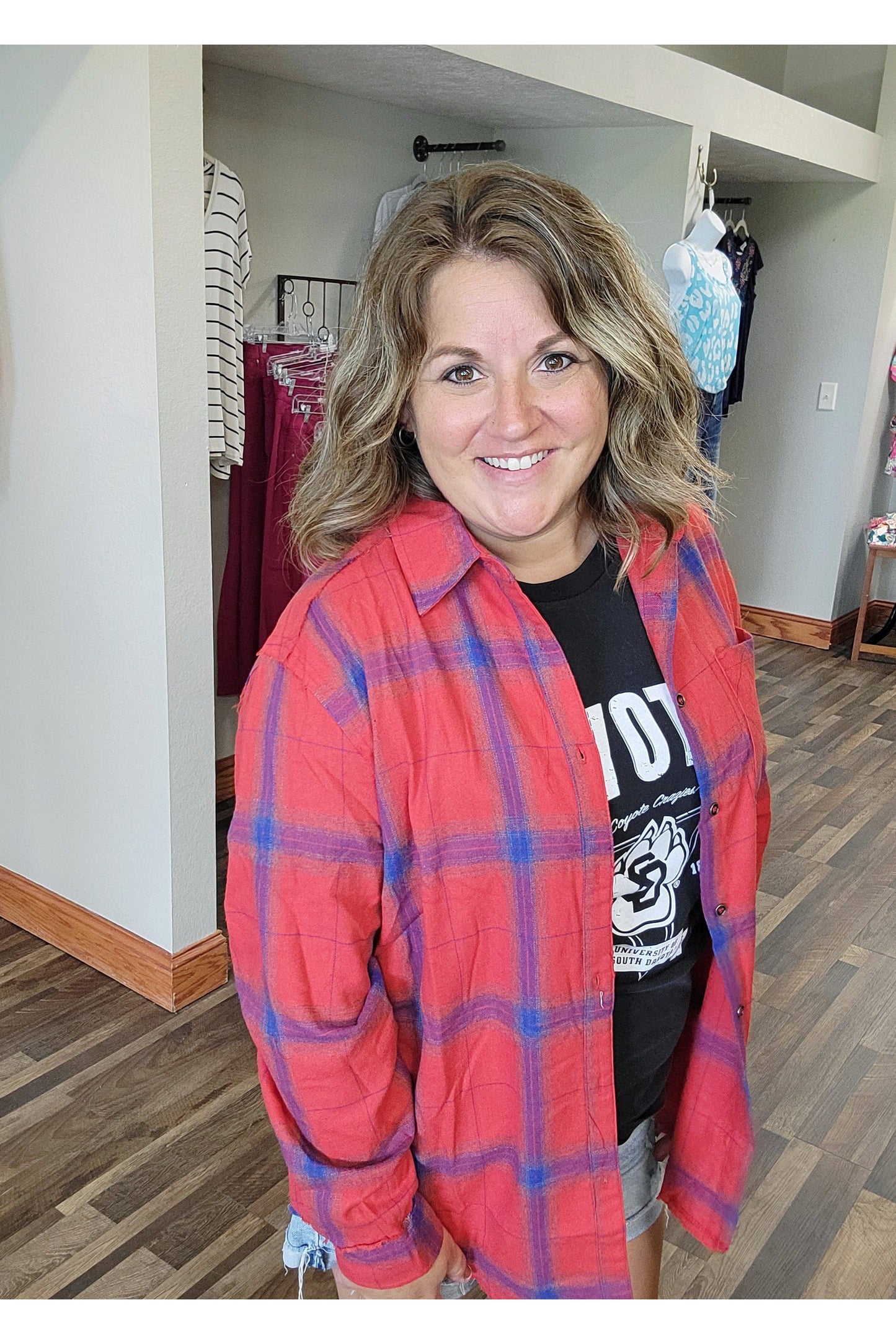 Celine Red Plaid Flannel Shirt