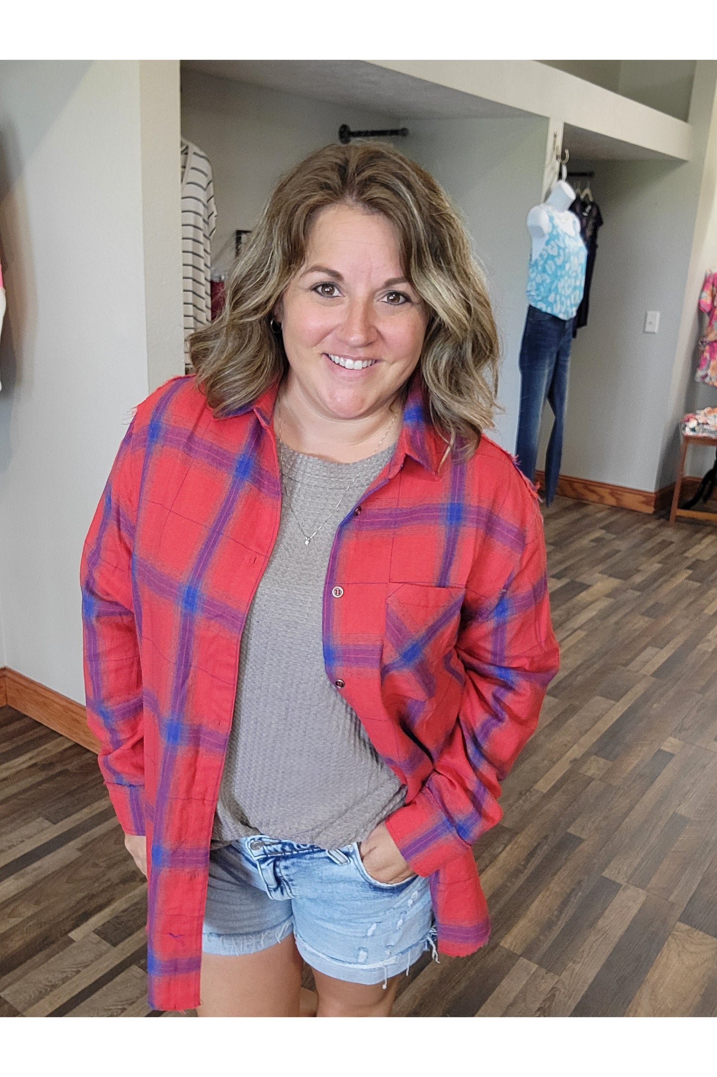Celine Red Plaid Flannel Shirt