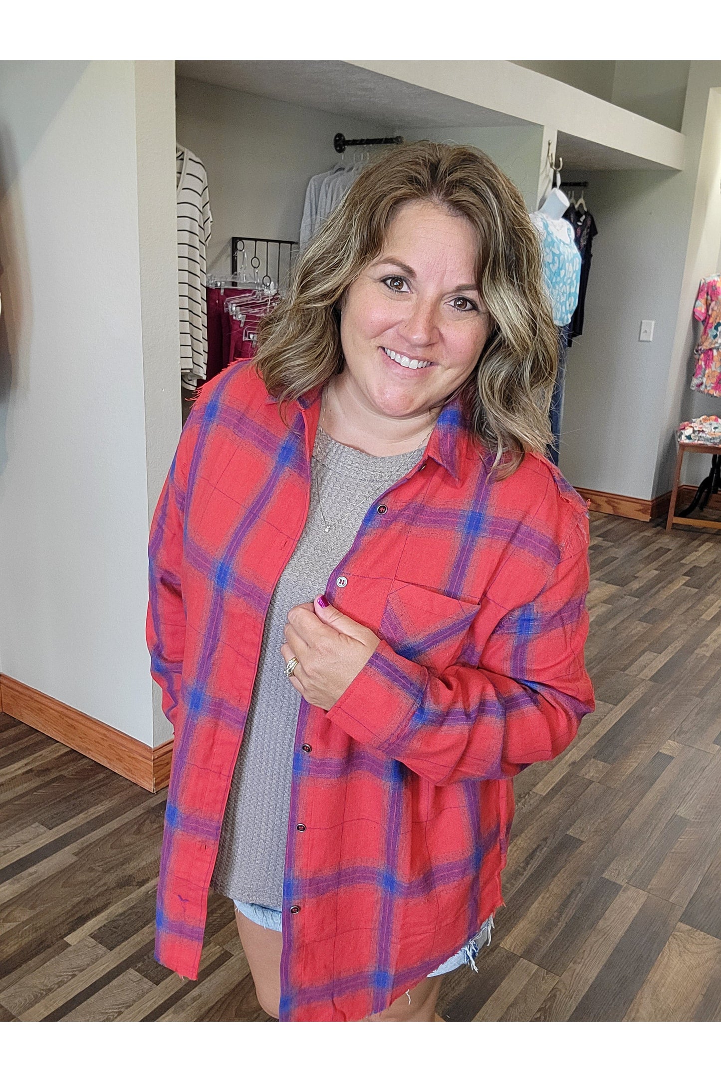 Celine Red Plaid Flannel Shirt