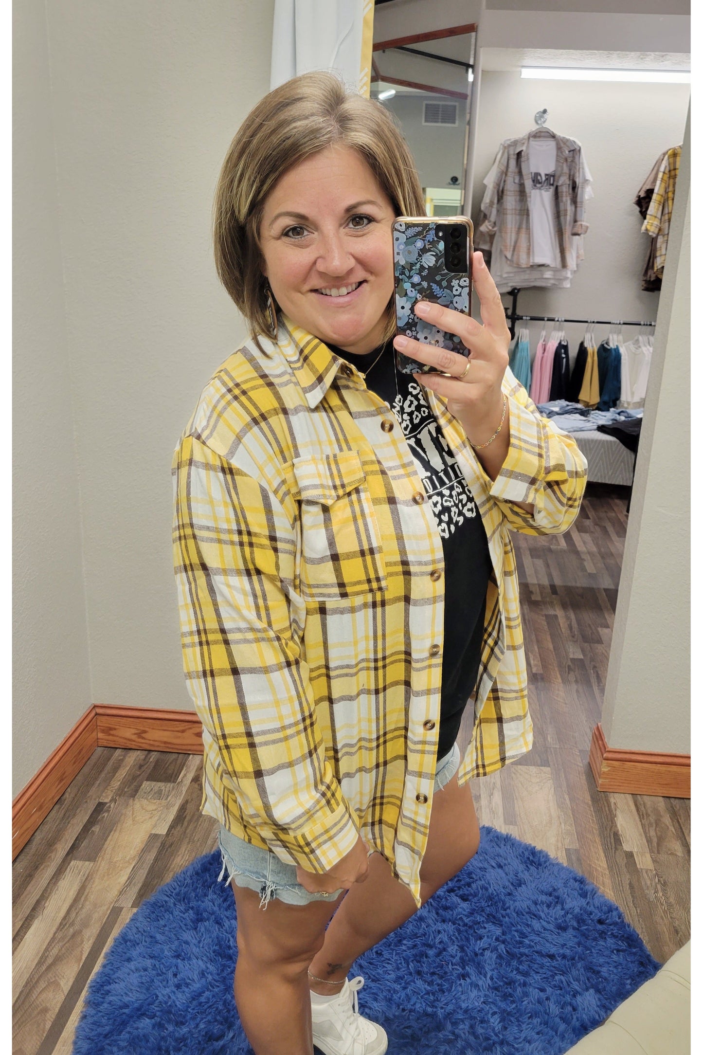 Yellow Plaid Flannel Shirt