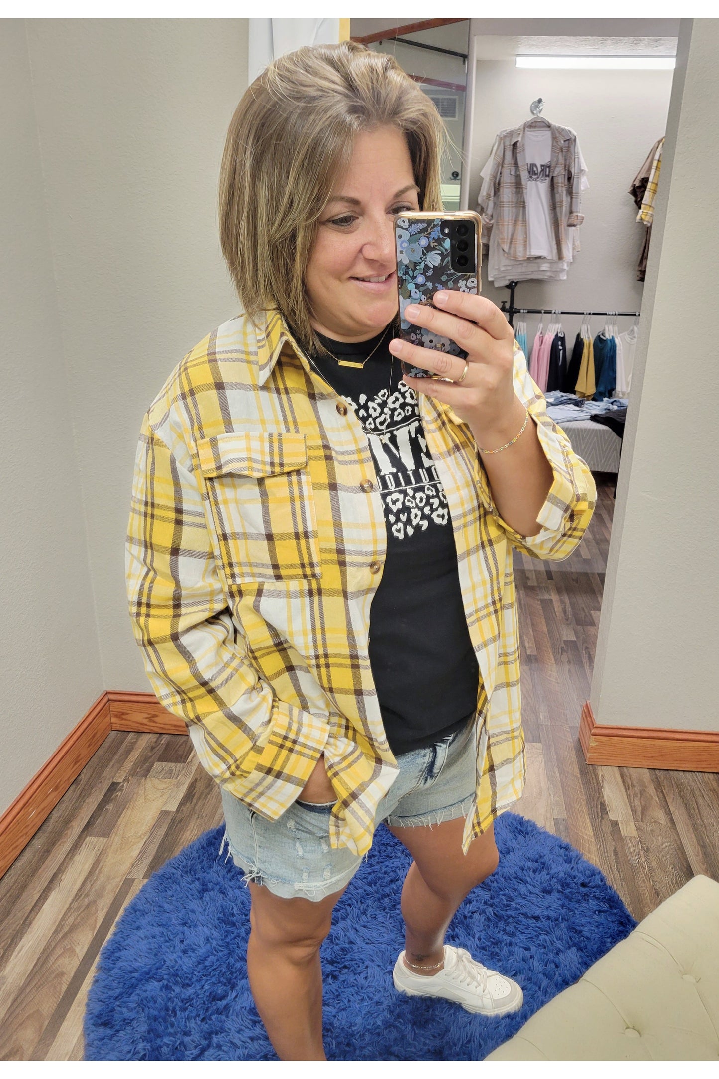 Yellow Plaid Flannel Shirt