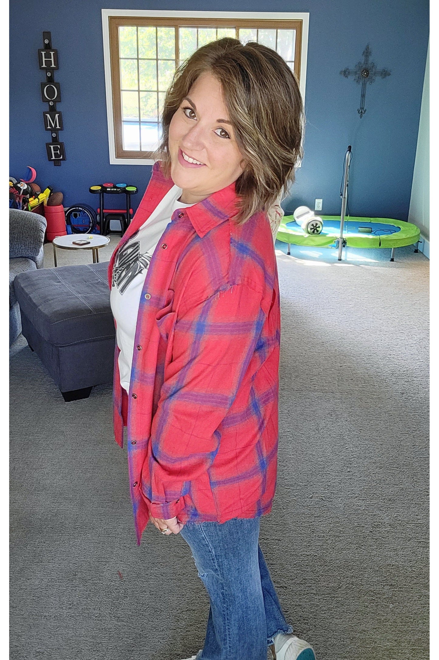 Celine Red Plaid Flannel Shirt