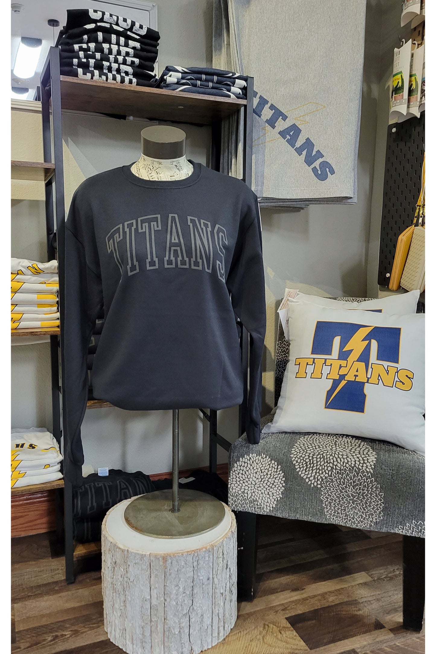 Titans Black Puff Paint Crew Neck Sweatshirt -YOUTH & ADULT SIZES