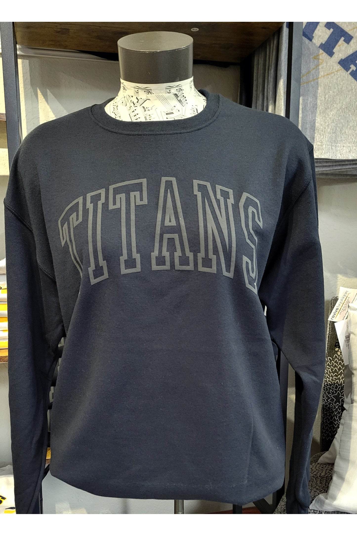 Titans Black Puff Paint Crew Neck Sweatshirt -YOUTH & ADULT SIZES