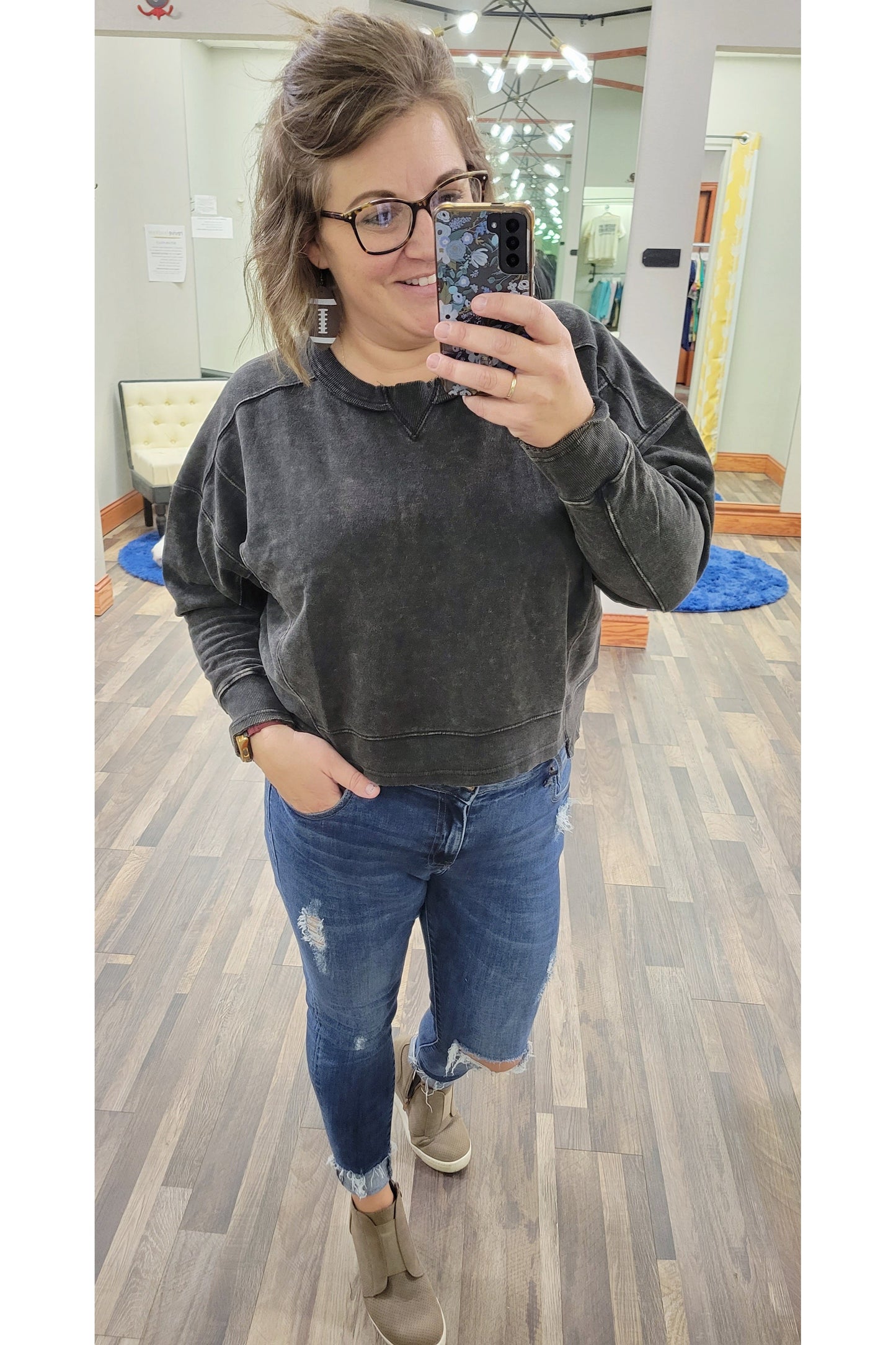 French Terry Acid Wash Pullover