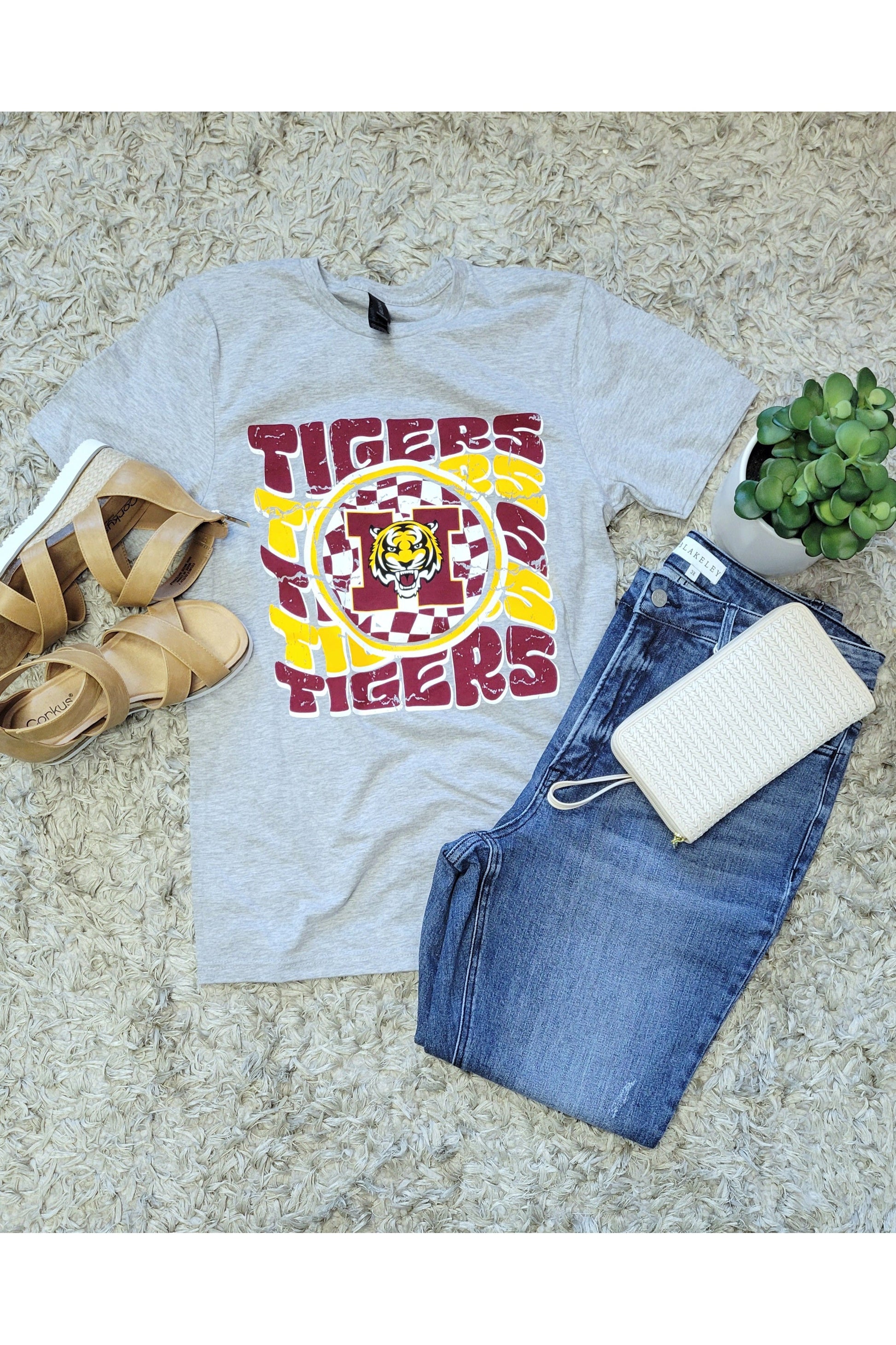 Harrisburg Tigers Checkered Graphic Tee-Harrisburg Tigers-Spirit to a Tee-Small-Revive Boutique