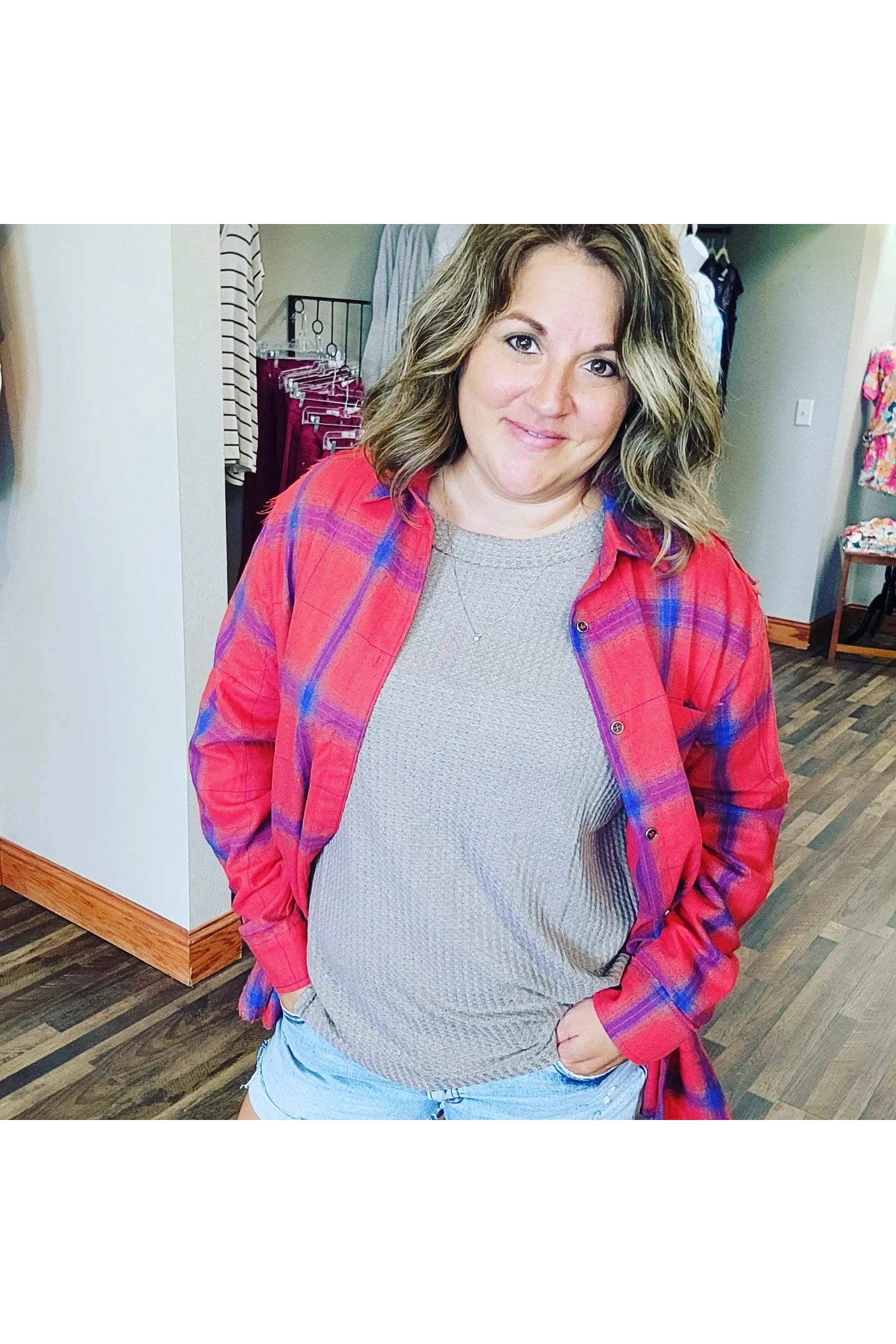 Celine Red Plaid Flannel Shirt
