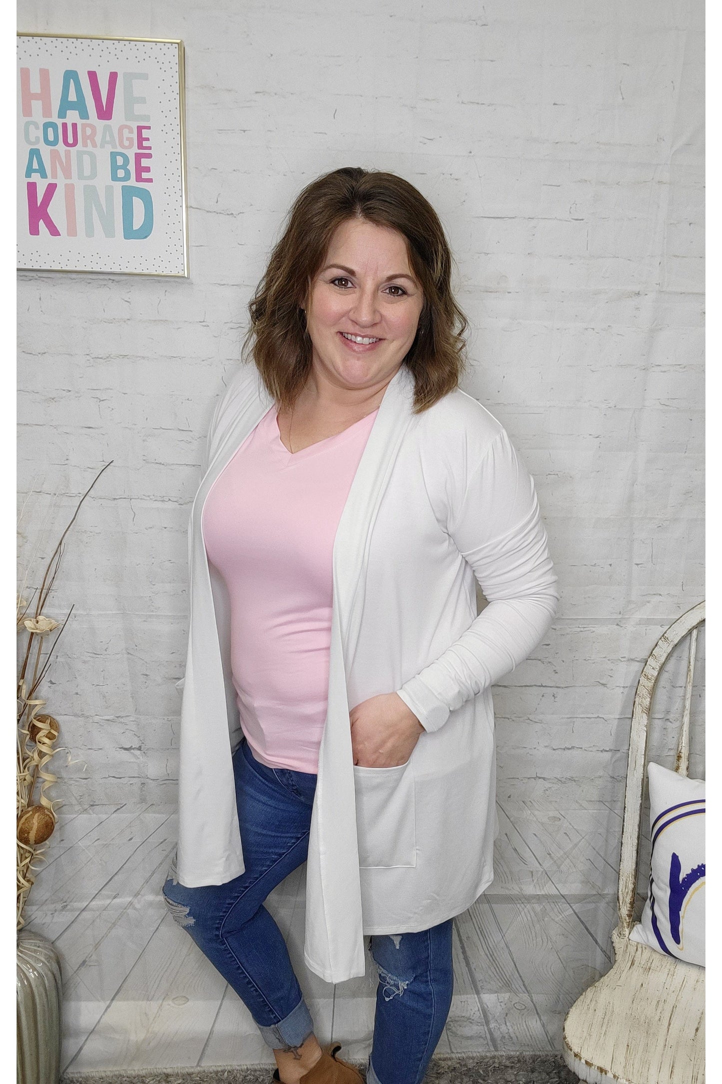 Pink Brushed Mircofiber V-Neck9-Long Sleeve-Zenana-Small-Revive Boutique