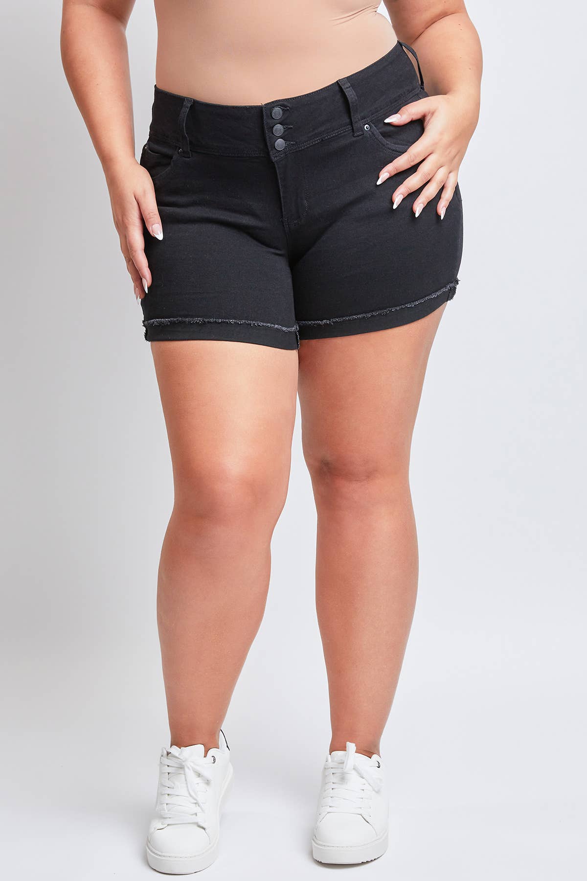 WannaBettaButt Black Cuffed Denim Shorts-Bottoms-Revive Boutique-14-Revive Boutique