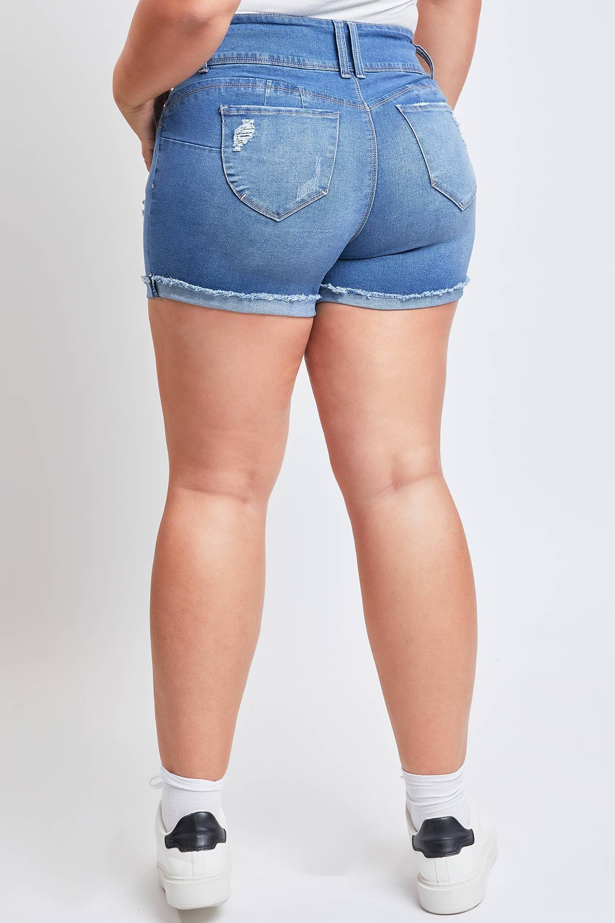 WannaBettaButt Medium Wash Denim Shorts-Bottoms-YMI-14-Revive Boutique