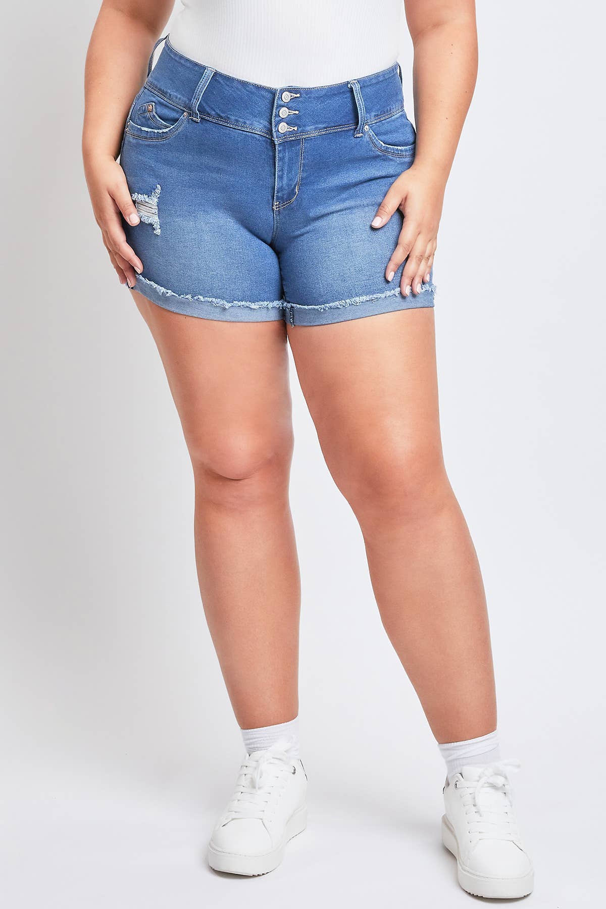 WannaBettaButt Medium Wash Denim Shorts-Bottoms-YMI-14-Revive Boutique