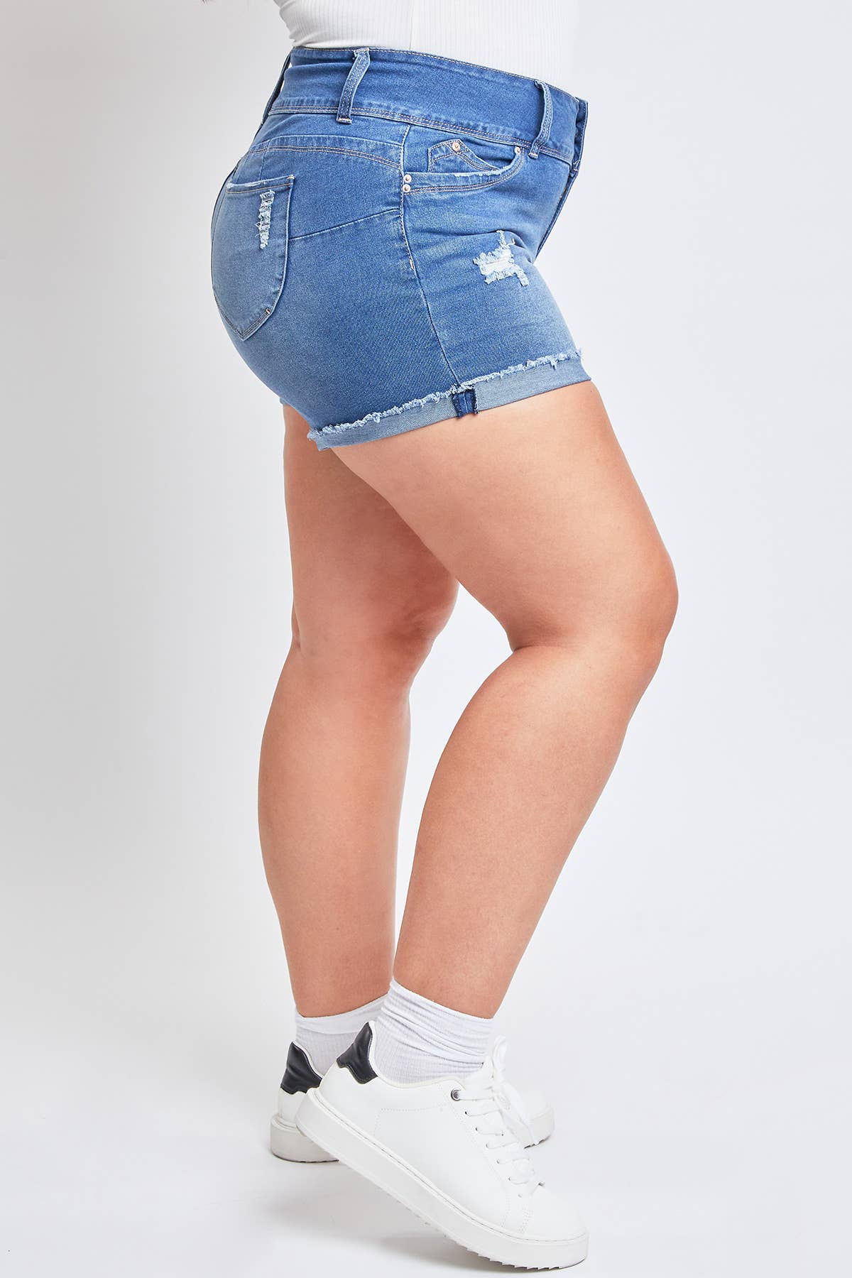 WannaBettaButt Medium Wash Denim Shorts-Bottoms-YMI-14-Revive Boutique