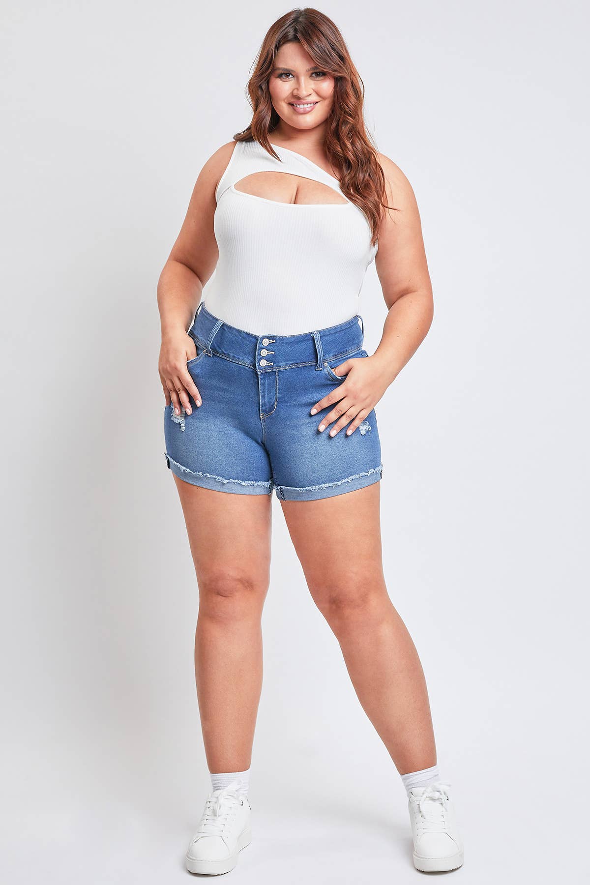 WannaBettaButt Medium Wash Denim Shorts-Bottoms-YMI-14-Revive Boutique