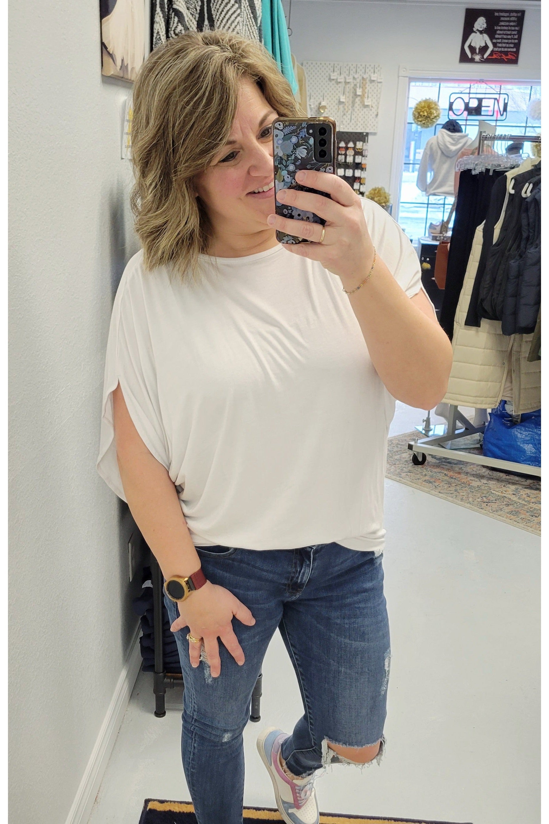 White Darlin Dolman Top-Short Sleeve-Michelle Mae-Small-Revive Boutique