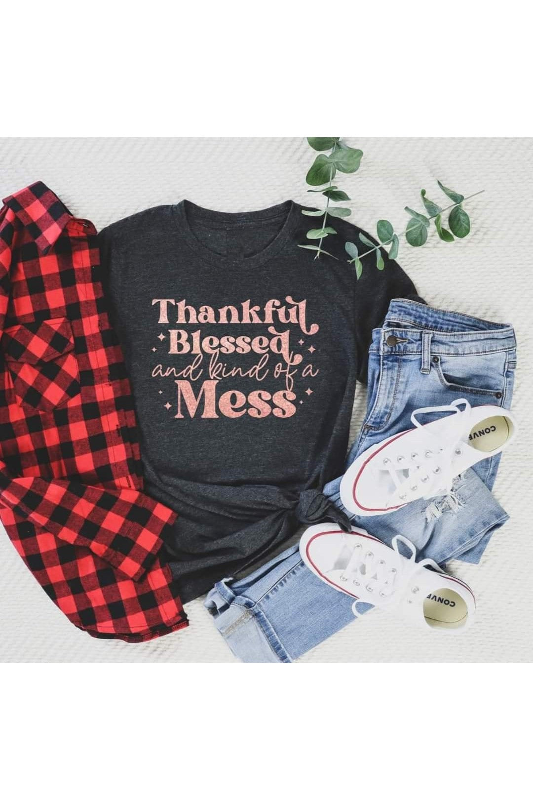 Thankful, Blessed, Mess Graphic Tee