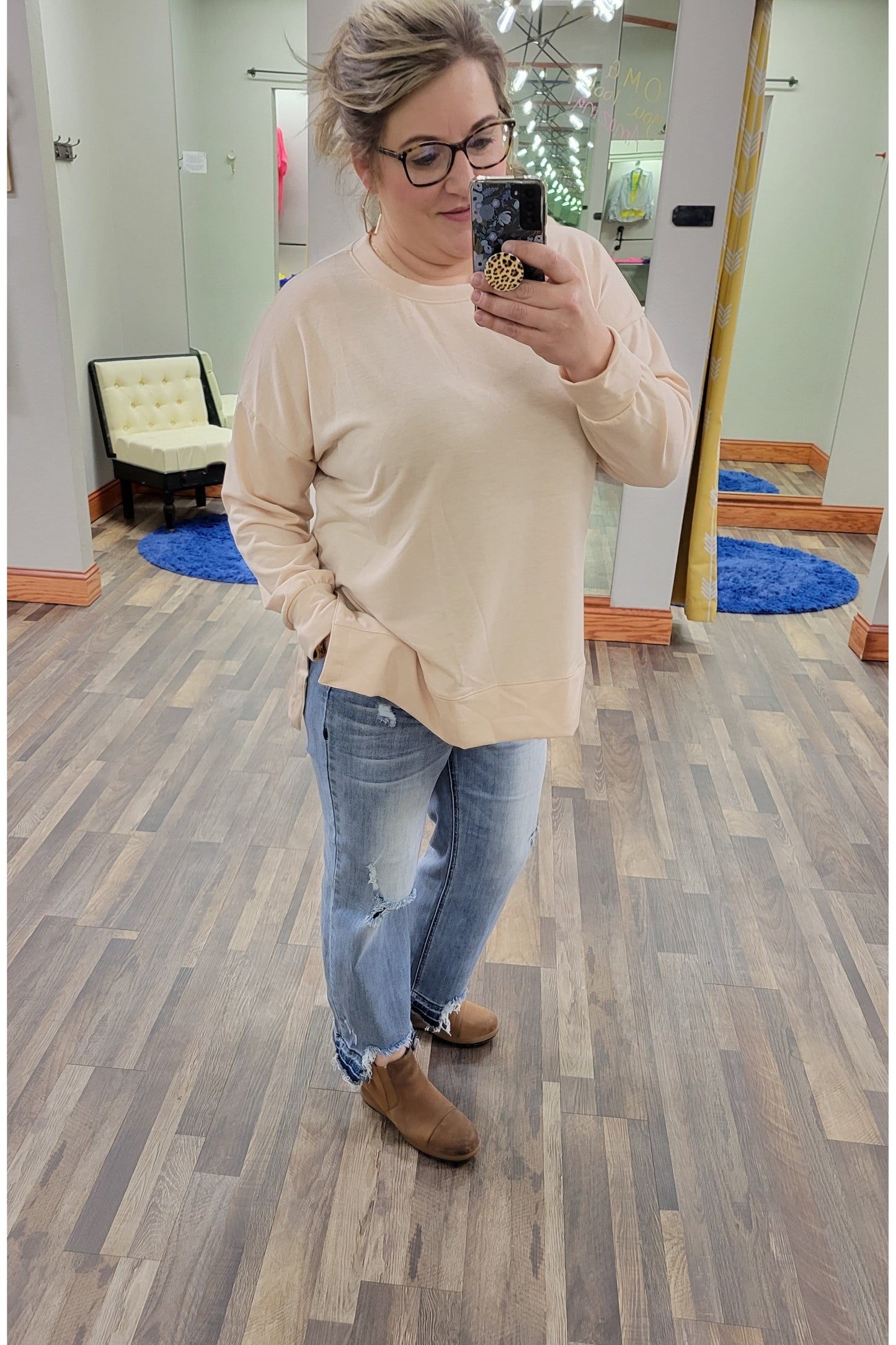 Risen High Rise Crop Straight Leg Jeans