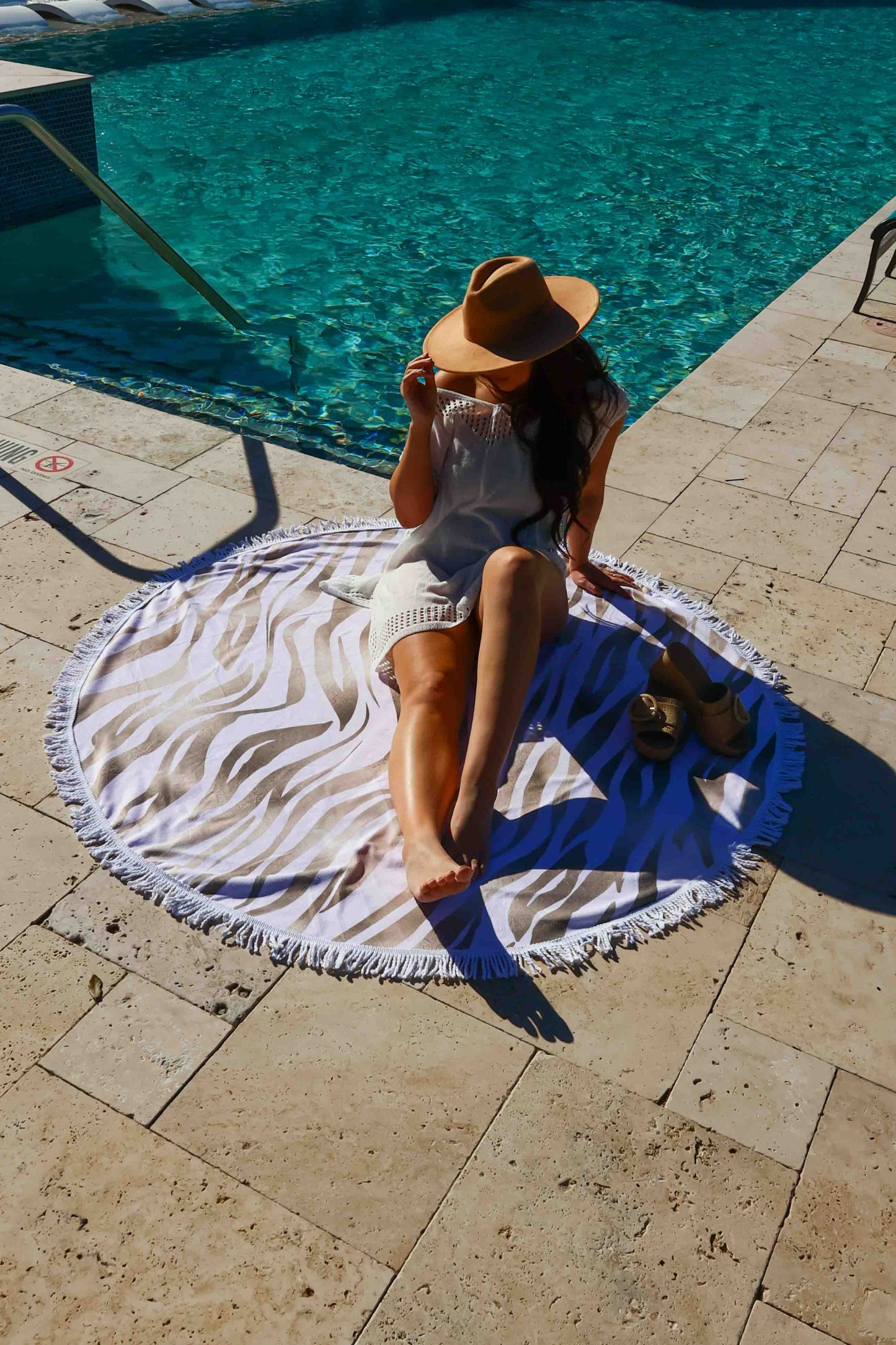 Gold Shimmer Zebra Oversized Round Beach Towel