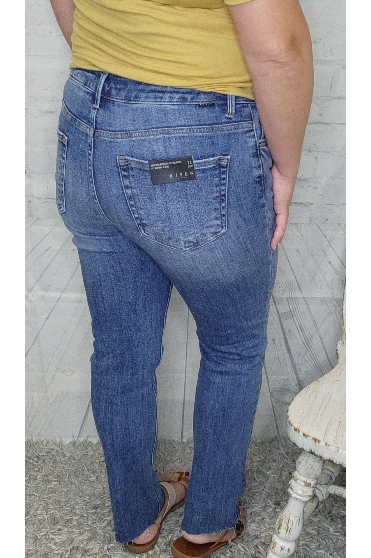 Risen Mid Rise Relaxed Skinny Jeans