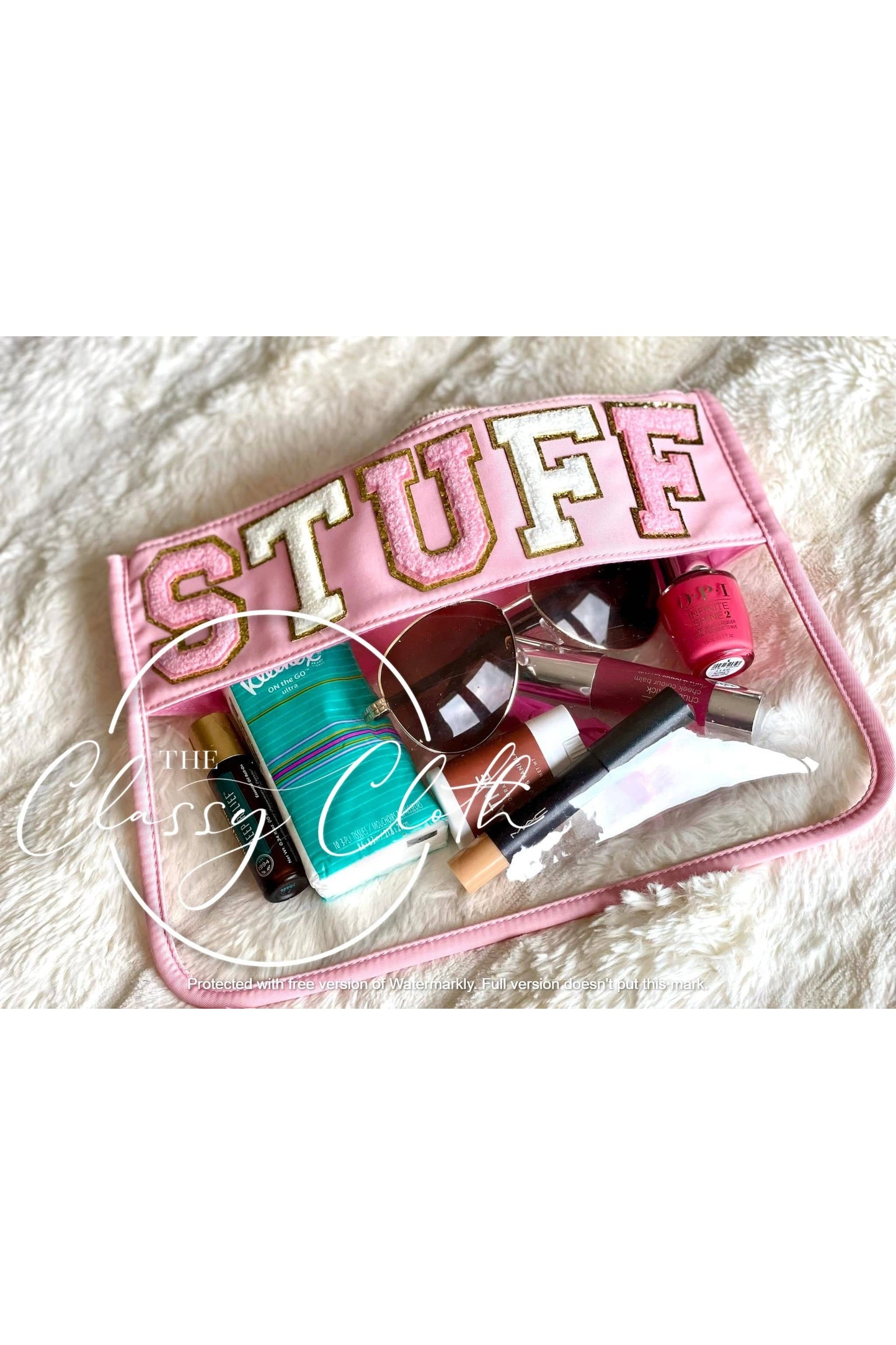 Chenille Letter Clear STUFF Pouch