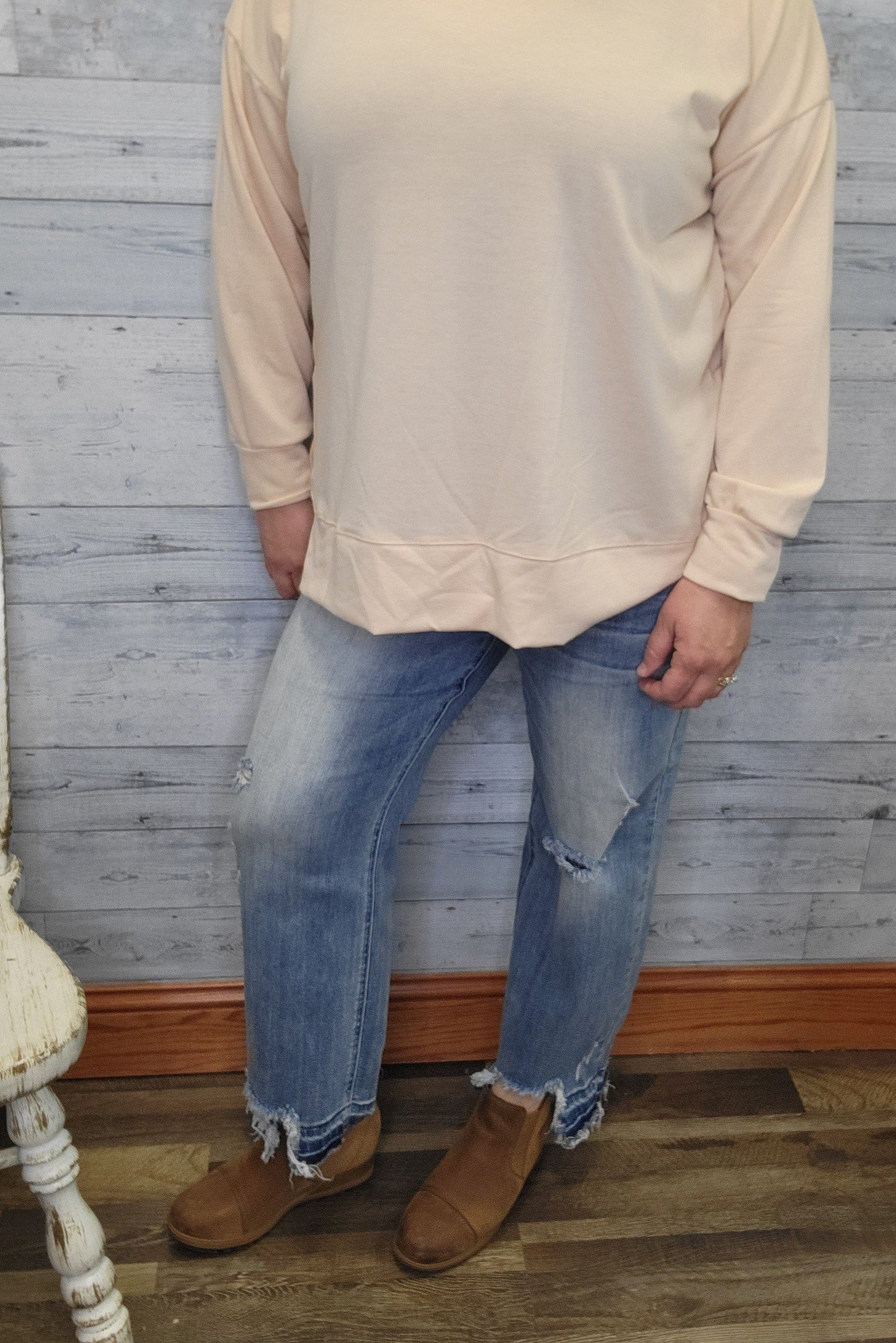 Risen High Rise Crop Straight Leg Jeans