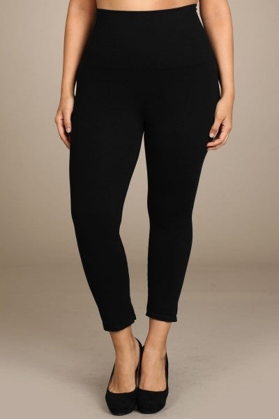 Black Tummy Tuck Cropped Leggings