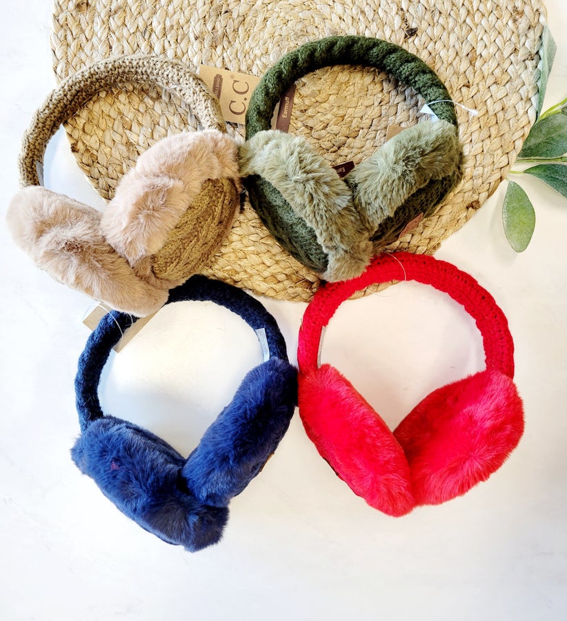 Cable Knit Fur Earmuff