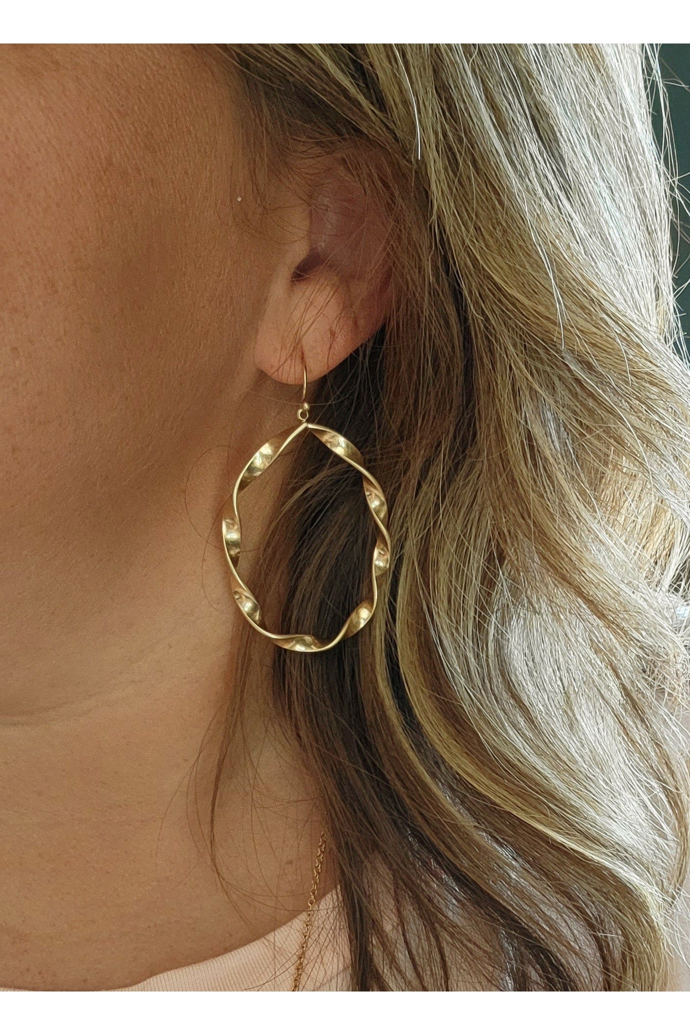 Twisted Gold Hoop Earrings