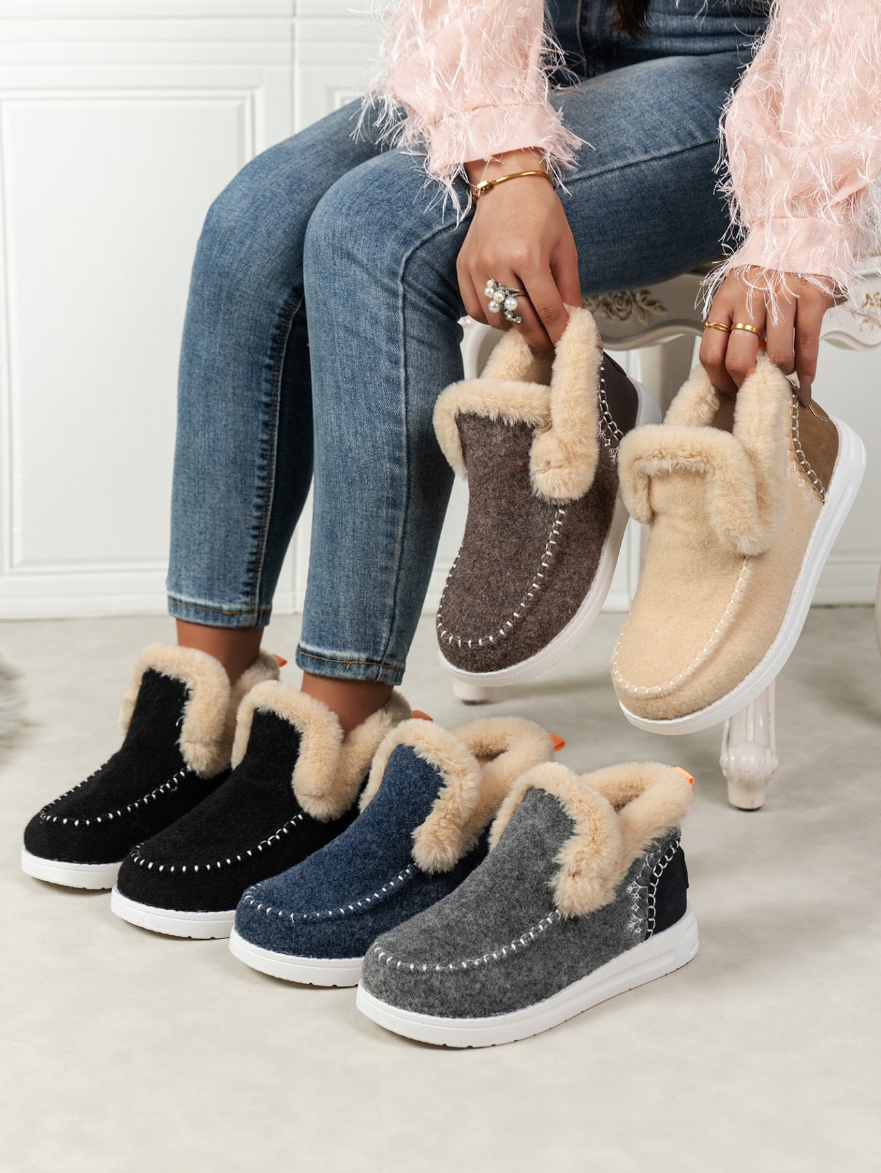 Furry Slip On Boots