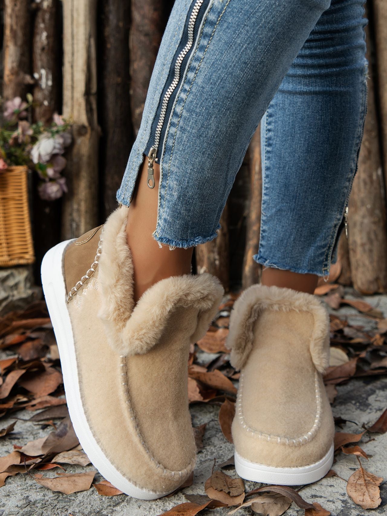 Furry Slip On Boots