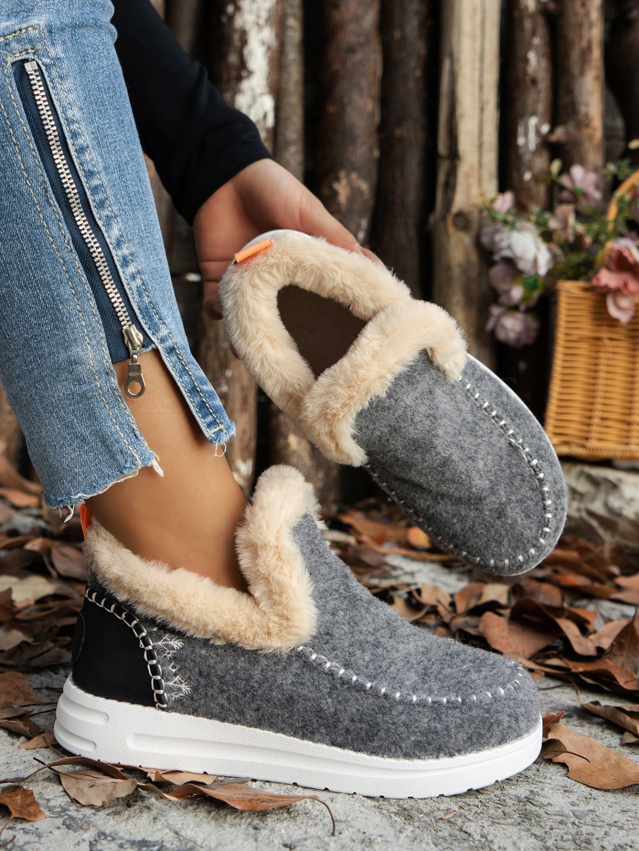 Furry Slip On Boots