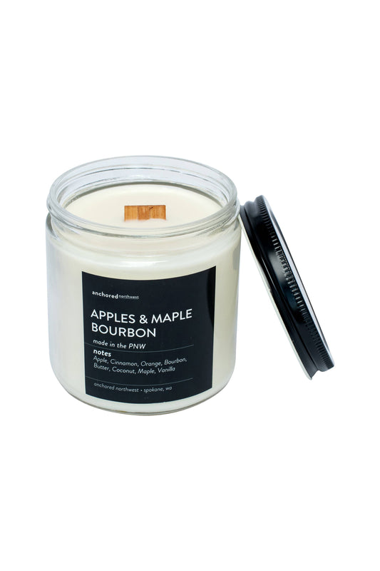 Apples & Maple Bourbon Large Wood Wick Soy Candle-Candle-Anchored Northwest-12.8oz-Revive Boutique