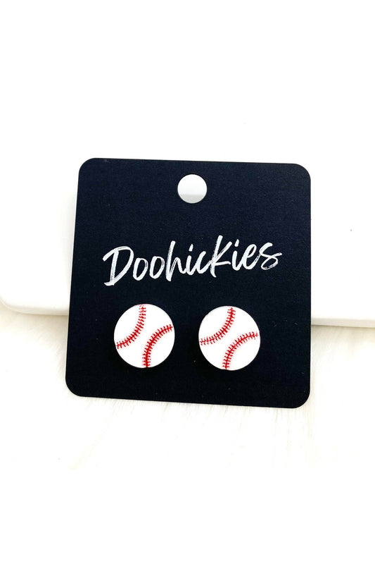 Baseball Stud Earrings 13mm-Jewelry-Doohickies-Revive Boutique