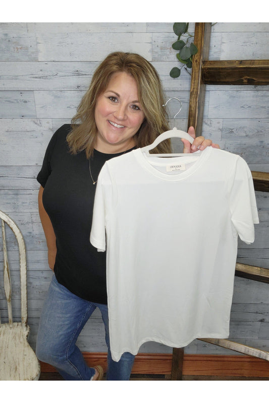 Basic Round Neck Short Sleeve Tee-Short Sleeve-Tops-Small-Black-Revive Boutique