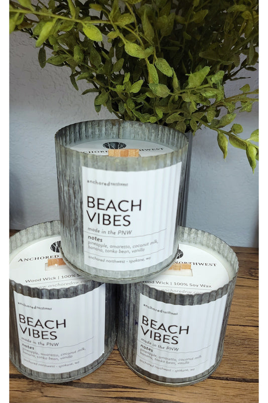 Beach Vibes Wood Wick Rustic Farmhouse Soy Candle: 10oz-Candle-Anchored Northwest-Revive Boutique