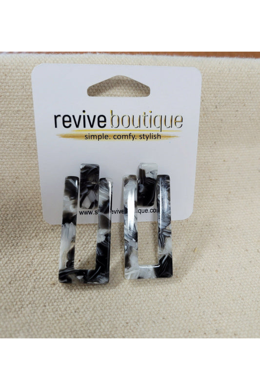 Black/White Rectangle Drop Earring-Jewelry-Accessories-Revive Boutique