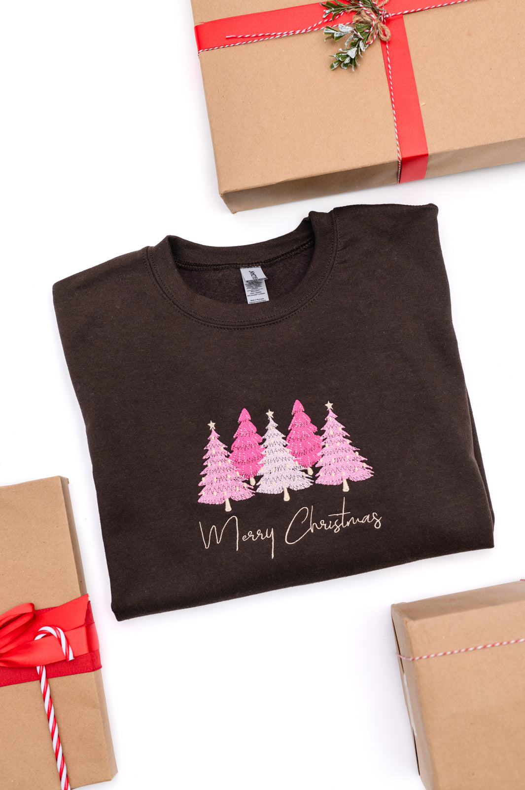 Merry Trees Embroidered Sweatshirt