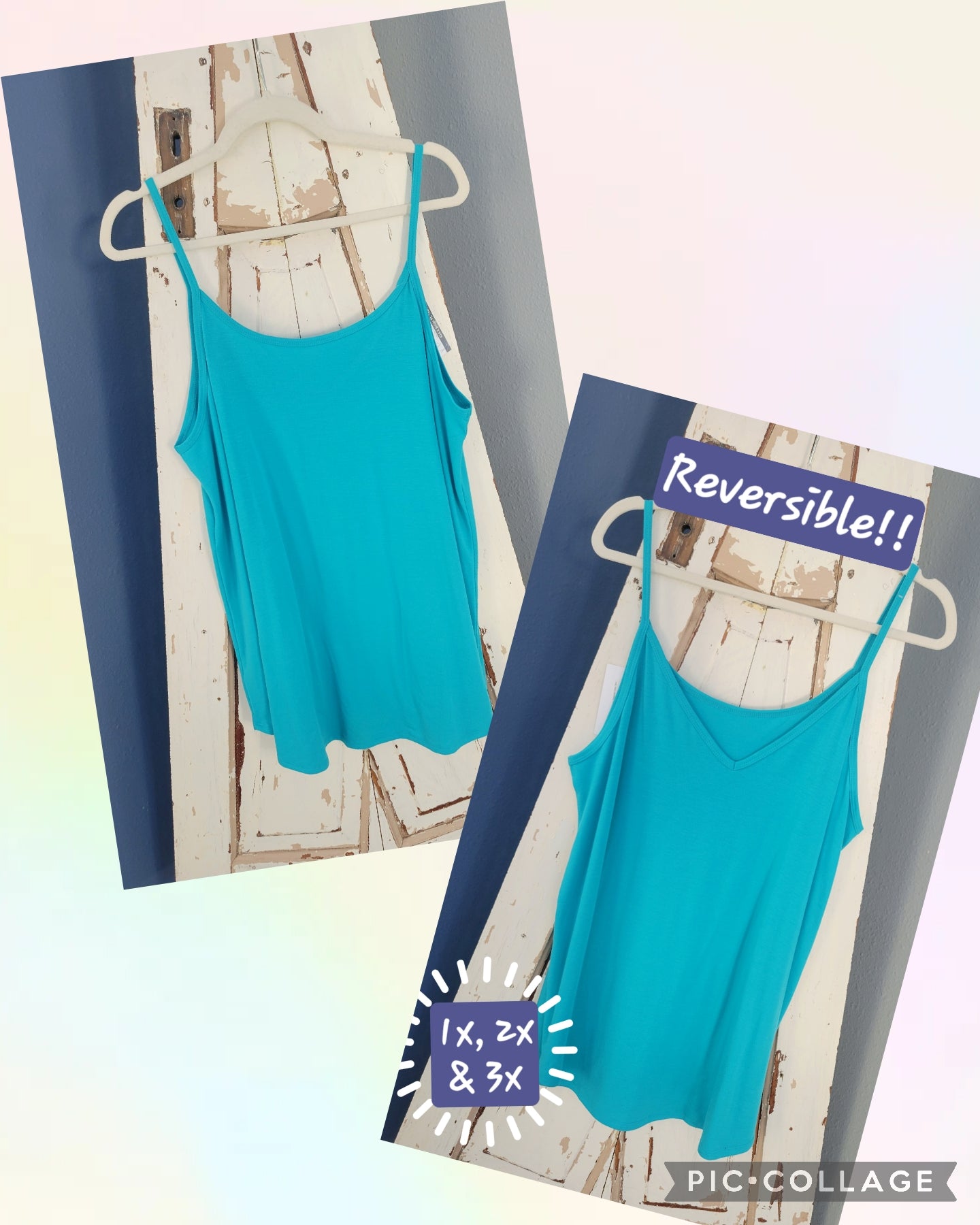 Reversible Cotton Spaghetti Strap Tank PLUS ONLY