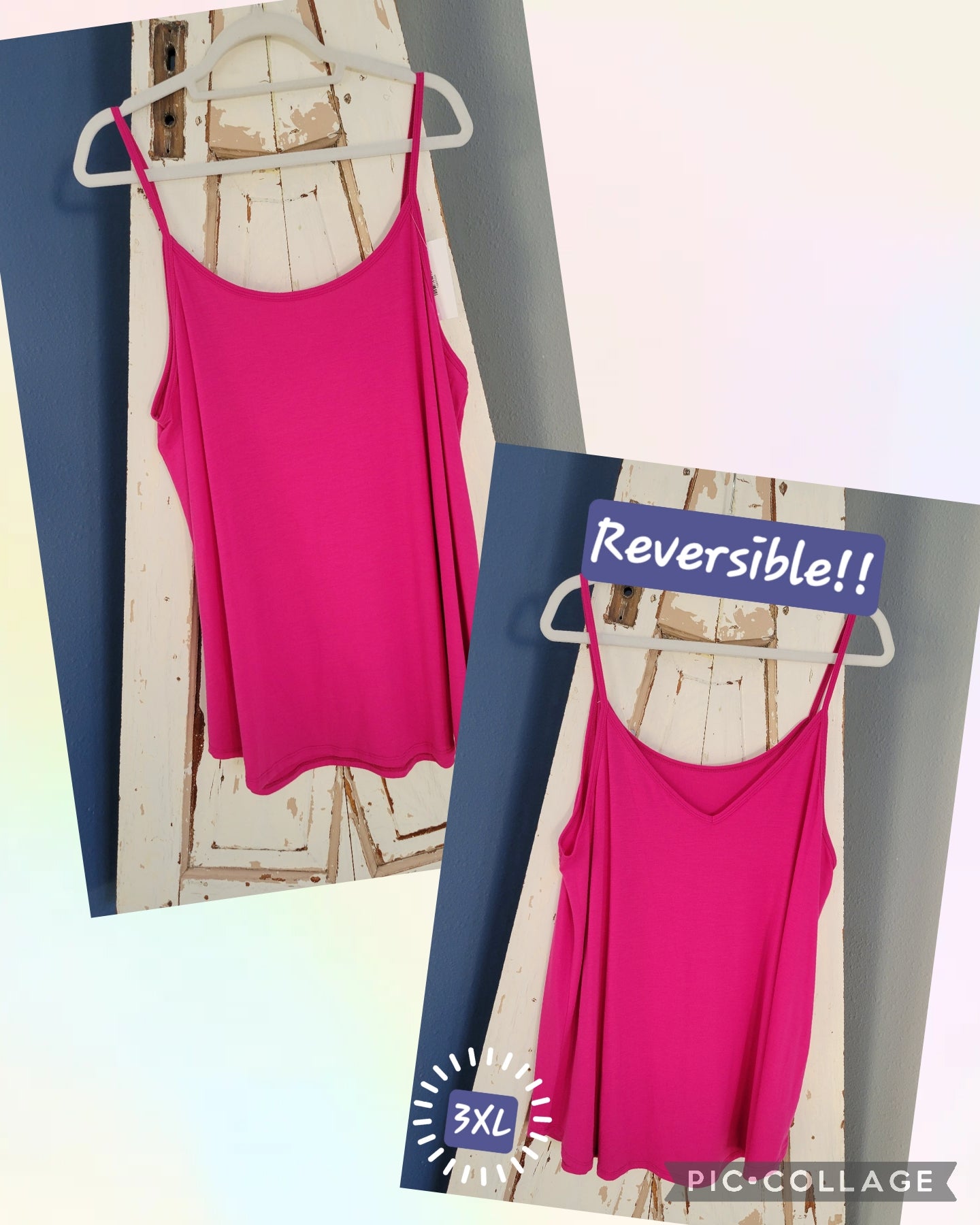 Reversible Cotton Spaghetti Strap Tank PLUS ONLY