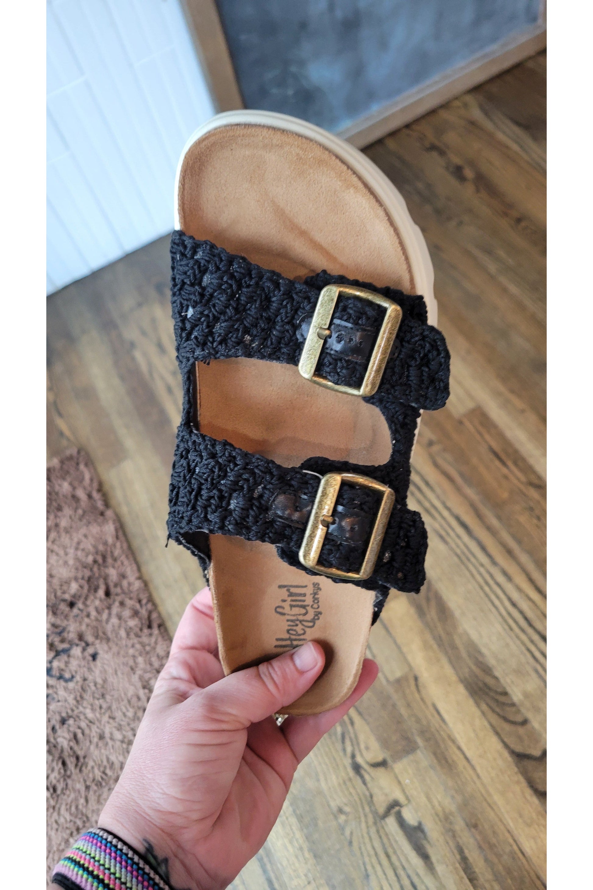 Corkys Rumor Has It Black Macrame Sandal-Shoes-Corkys-7-Revive Boutique