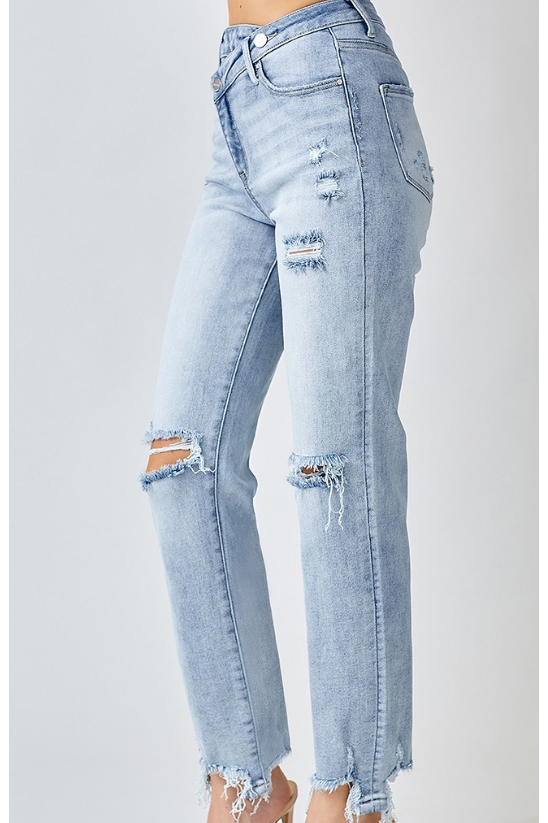 Crossover Distressed Girlfriend Jeans-Denim-Revive Boutique & Floral-5-Revive Boutique
