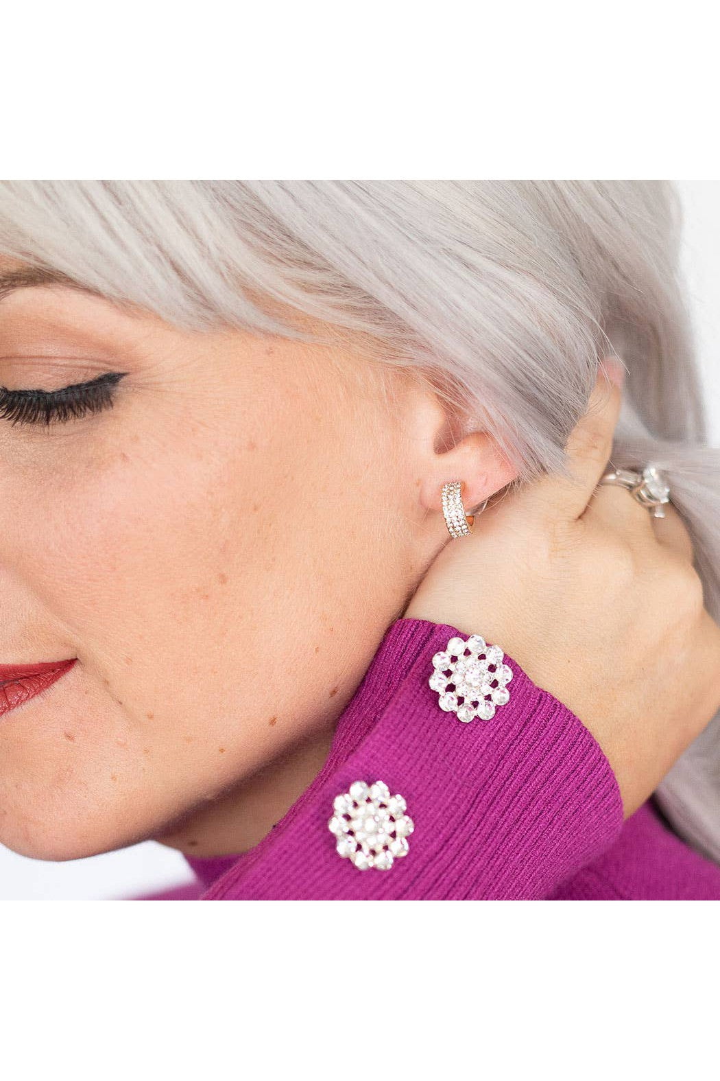 Crystal Mini Hoop Earrings-Jewelry-Viv&Lou-Revive Boutique