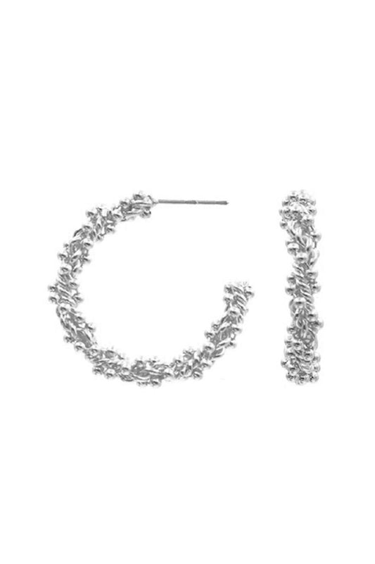 Detailed Silver Hoop Earrings-Jewelry-Viv&Lou-Revive Boutique