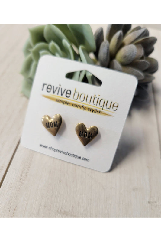 Gold Mom Heart Stud Earring-Jewelry-Accessories-Gold-Revive Boutique
