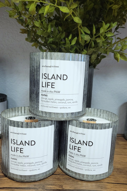 Island Life Wood Wick Rustic Farmhouse Soy Candle: 10oz-Candle-Anchored Northwest-Revive Boutique