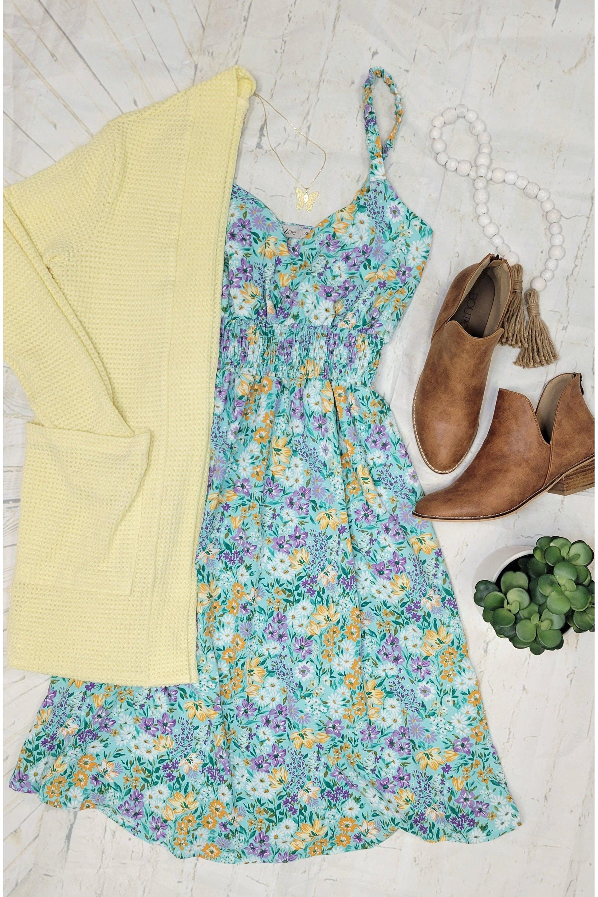 Mint & Lavender Floral Dress-Dresses-Michelle Mae-Small-Revive Boutique