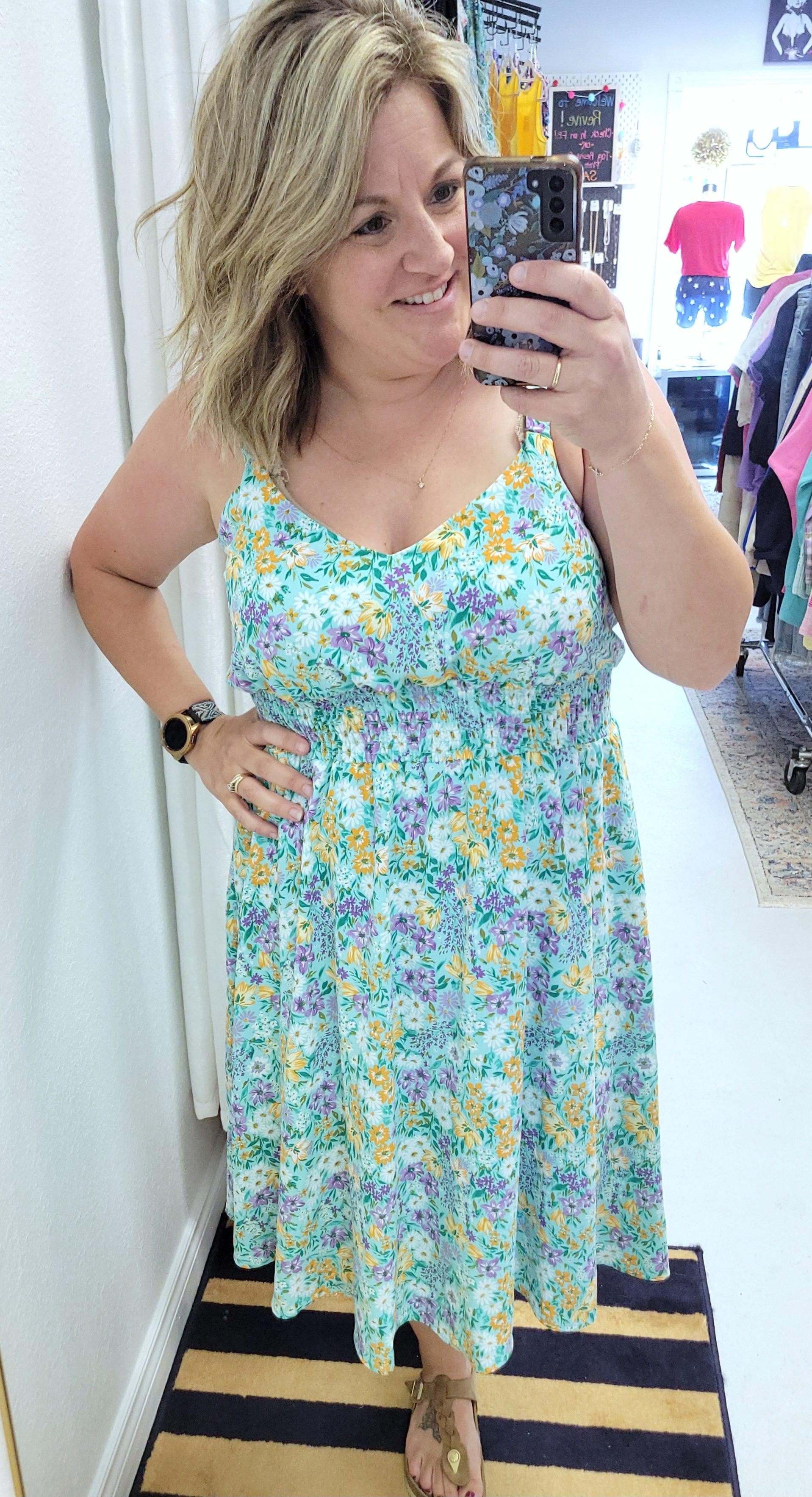 Mint & Lavender Floral Dress-Dresses-Michelle Mae-Small-Revive Boutique