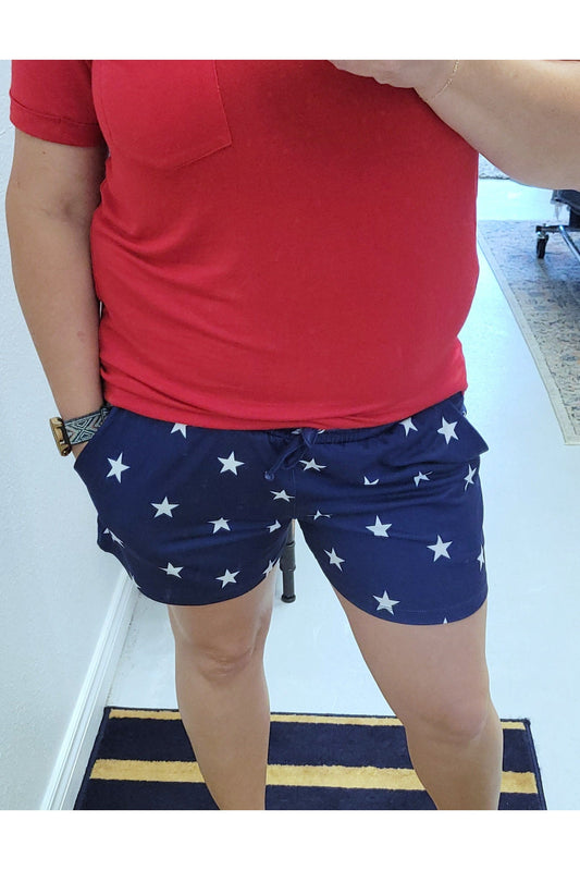 Navy Star Shorts-Bottoms-Michelle Mae-Small-Revive Boutique