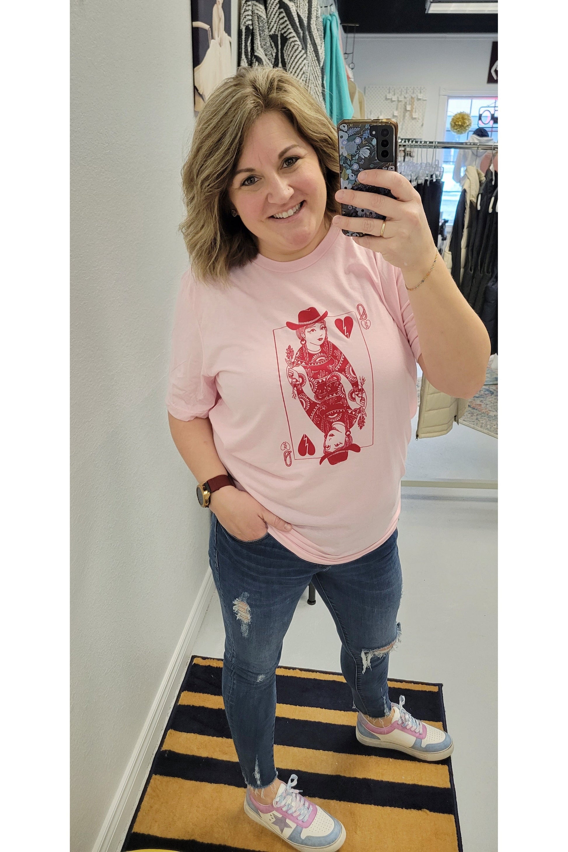 Pink Queen of Hearts Graphic Tee-Graphic Tee-Mugsby-Small-Revive Boutique