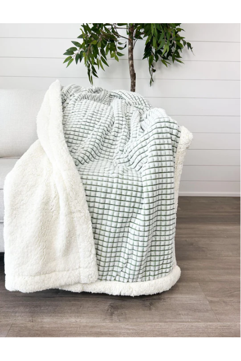Plush Micro Square Sherpa Blanket - Olive-Accessories-Michelle Mae-Revive Boutique